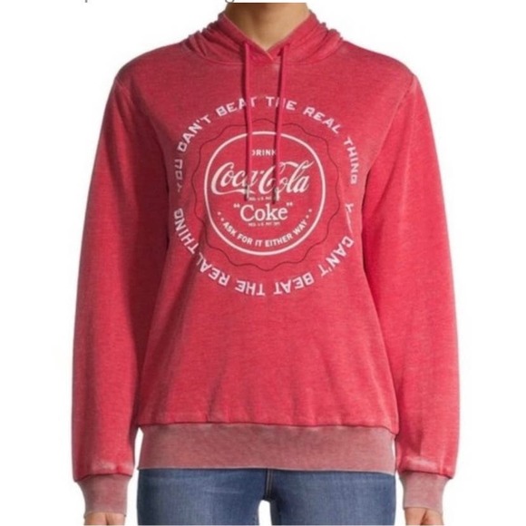 Vintage Coca Cola Embroidered Logo Hoodie * Distressed Acid Wash | XL Size MSS17 - Picture 1 of 7